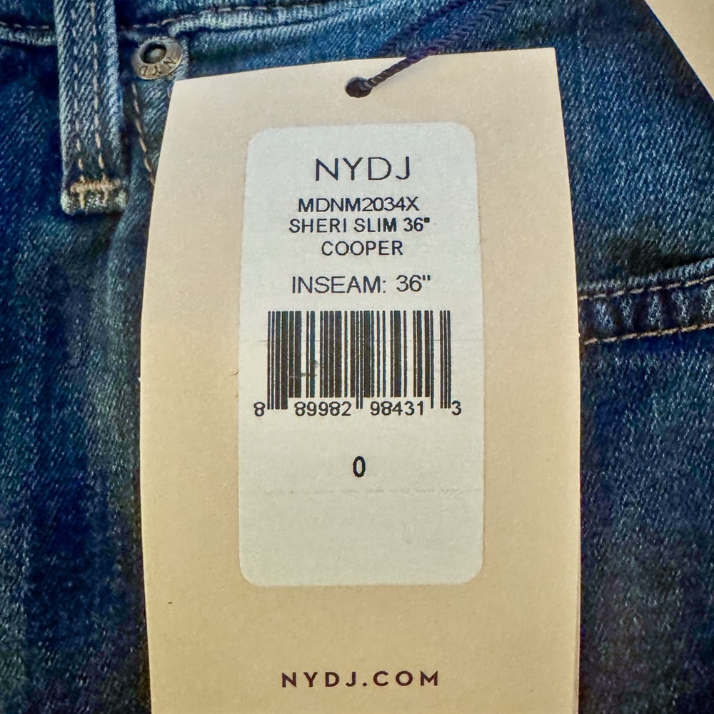 BNWT NYDJ Women's Sheri Slim Tall Jeans in Cooper with 36” inseam, size 0 (25) - Picture 5 of 11